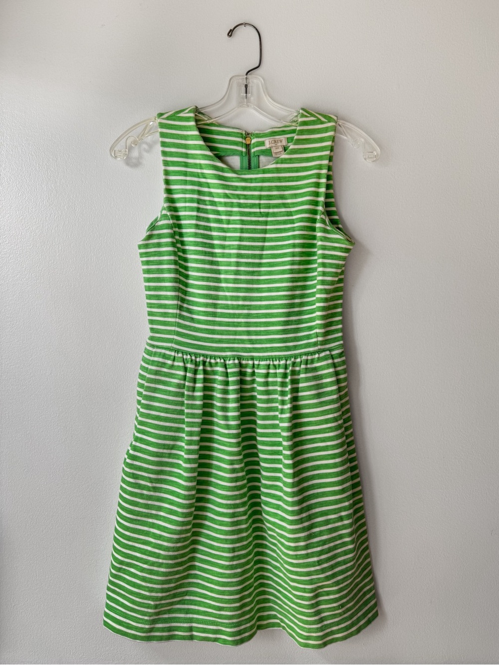 J.Crew Green & white Striped Sleeveless Daybreak Ponte Knit Dress - XXS